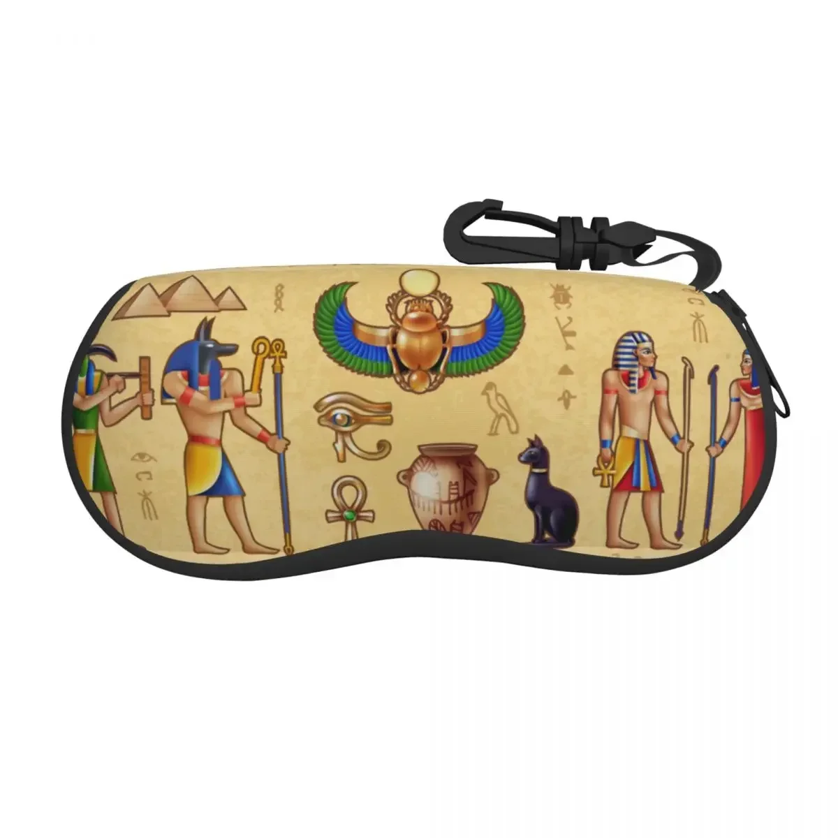 

Portable Eyewear Case Egypt Sunglasses Soft Glasses Box with Lanyard Zipper Eyeglass