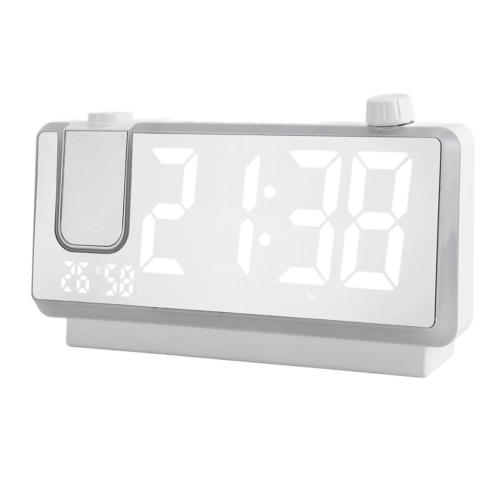 LED Display Projection Alarm Clock RGB Ambient Light Plug-In Digital Alarm Clock Adjustable Control Knob Time Projection