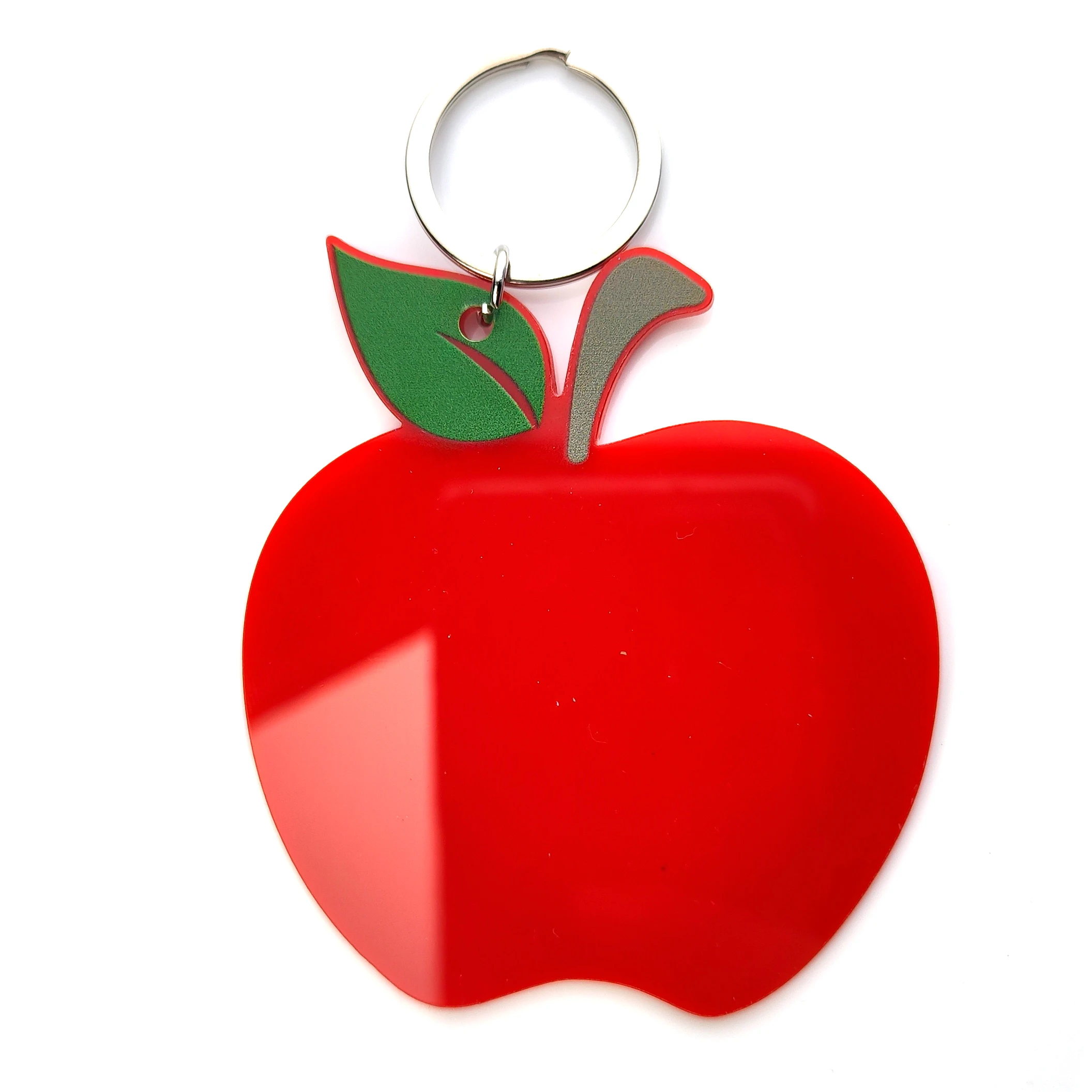 Blank  Apple Apple Keychain With Ring Red Acrylic School Student Gift Laser Cutout Teacher Appreciation