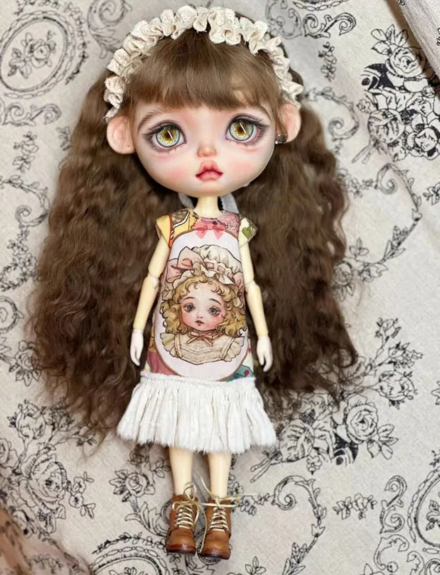 

1pcs vintage retro style 2025 Blythe/landoudou one-piece dress (Fit for Lulu,ymy24,Ob22,24,26,zone, Jenny)