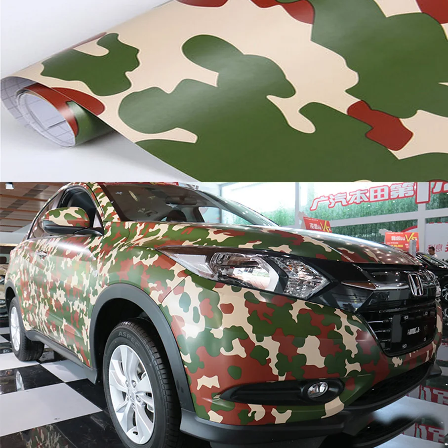 

Wholesale 1.52*30M(5FTX98FT)/Roll Forest Camouflage Vinyl film with air free bubbles Camouflage car sticker for car decoration