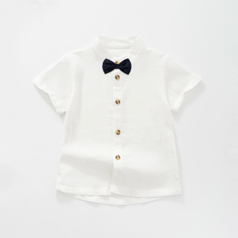 2026 Children's Summer Thin Lightweight Soft and Sticky Bow Solid Color Breathable Short Sleeve T-shirt