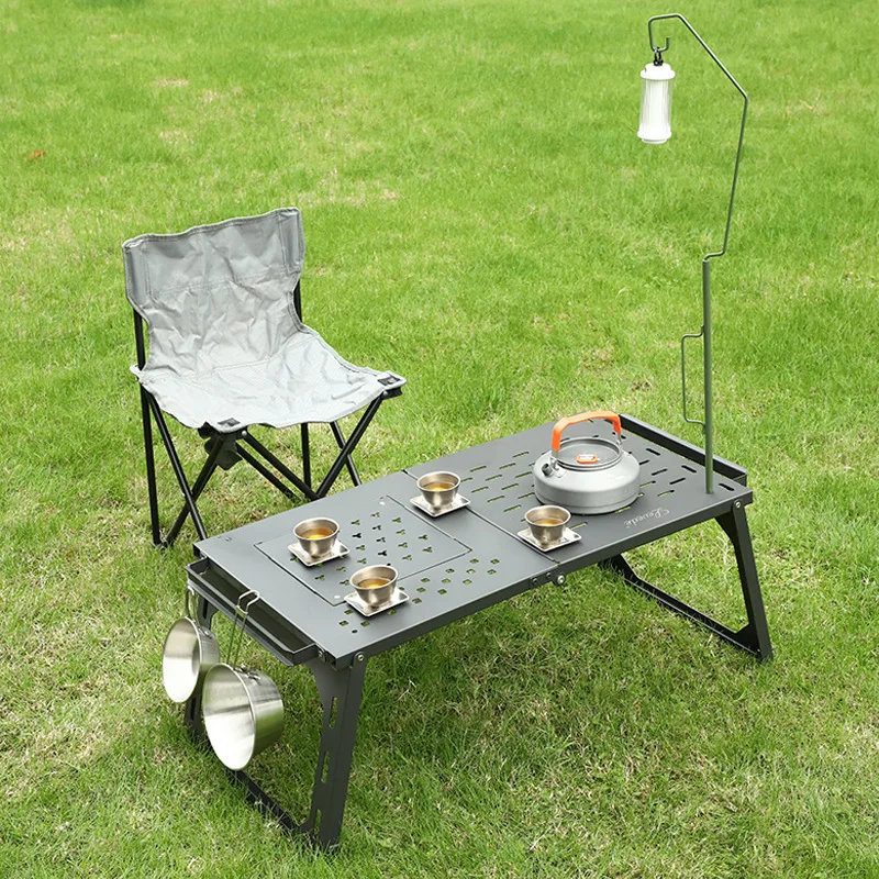 Folding IGT BBQ Grill Table Carbon Steel Detachable Barbecue Picnic Table Multi-functional Outdoor Camping Table