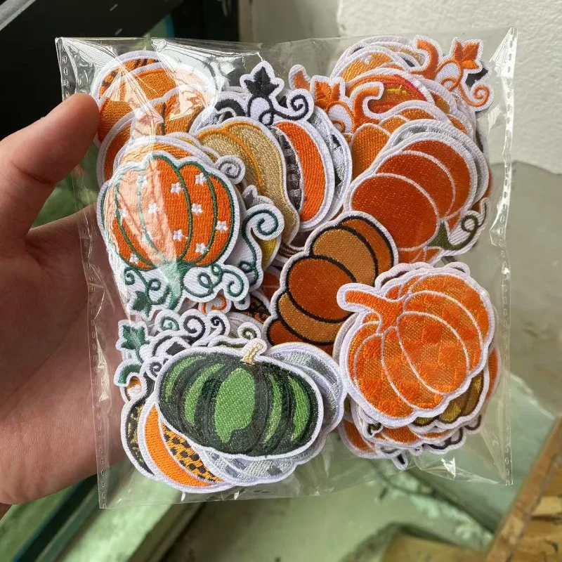 Art Autumn Pumpkin Harvest Food Plant Iron-on Sew Embroidery Badge Patches DIY T-shirt Hat Backpack Clothing Appliques Sticker