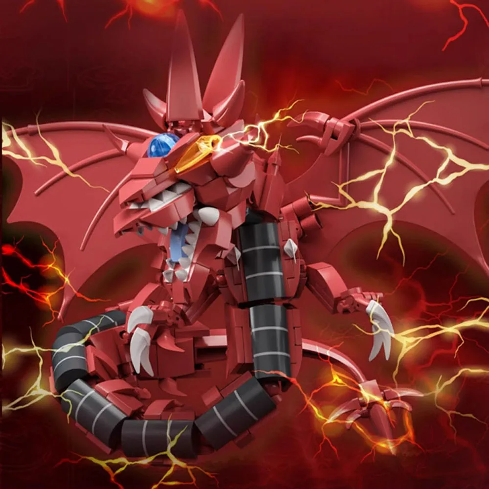 Japan Duel Game Anime God Card Monsters Build Brick Obelisk Tormentor Slifer Sky Winged Dragon of Ra Block Model Toy With Light