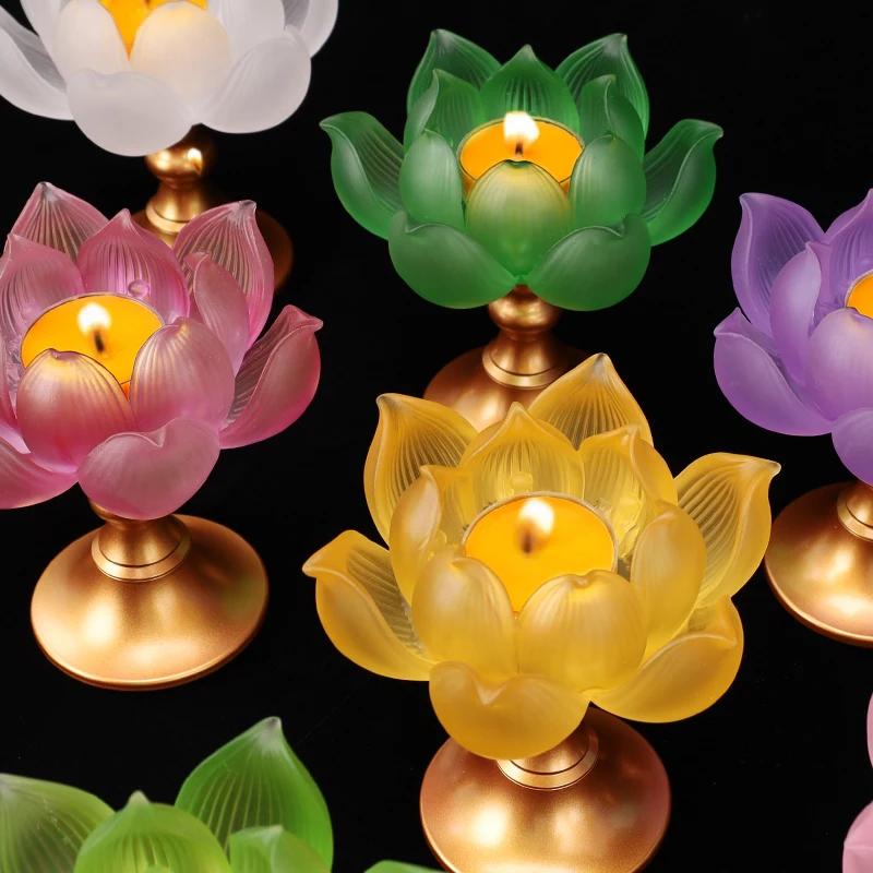 Glazed lotus butter lamp holder lamp holder household pure copper