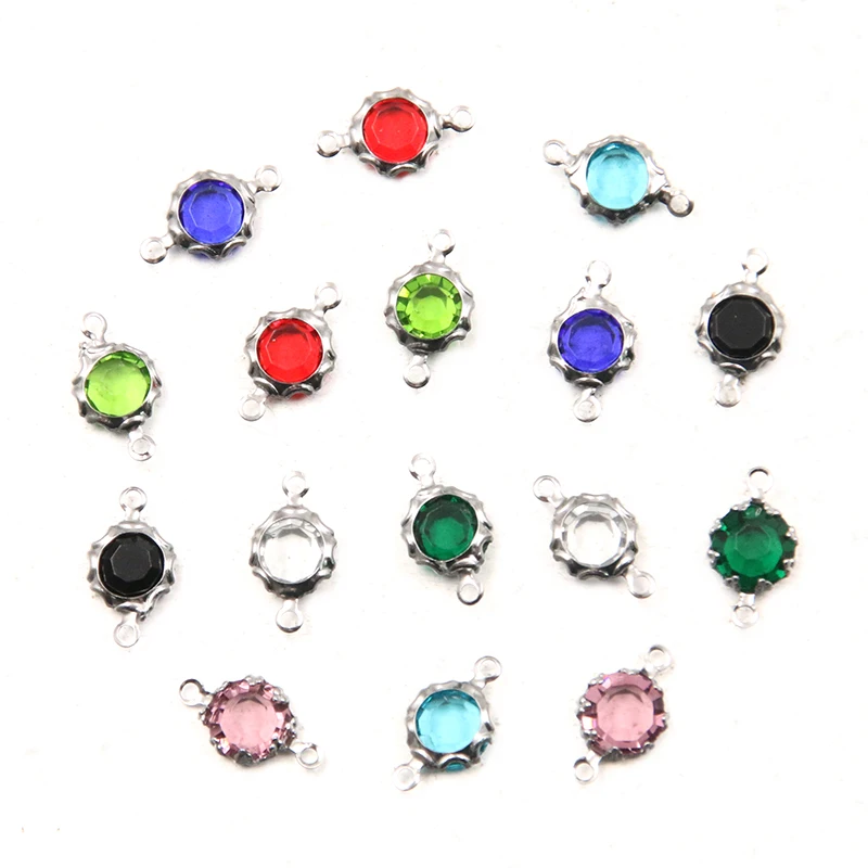 10Pcs 7X12mm 8 Color Stainless Steel Round Flower Charms Connector DIY Bracelet Necklace For Jewelry Making Accessories