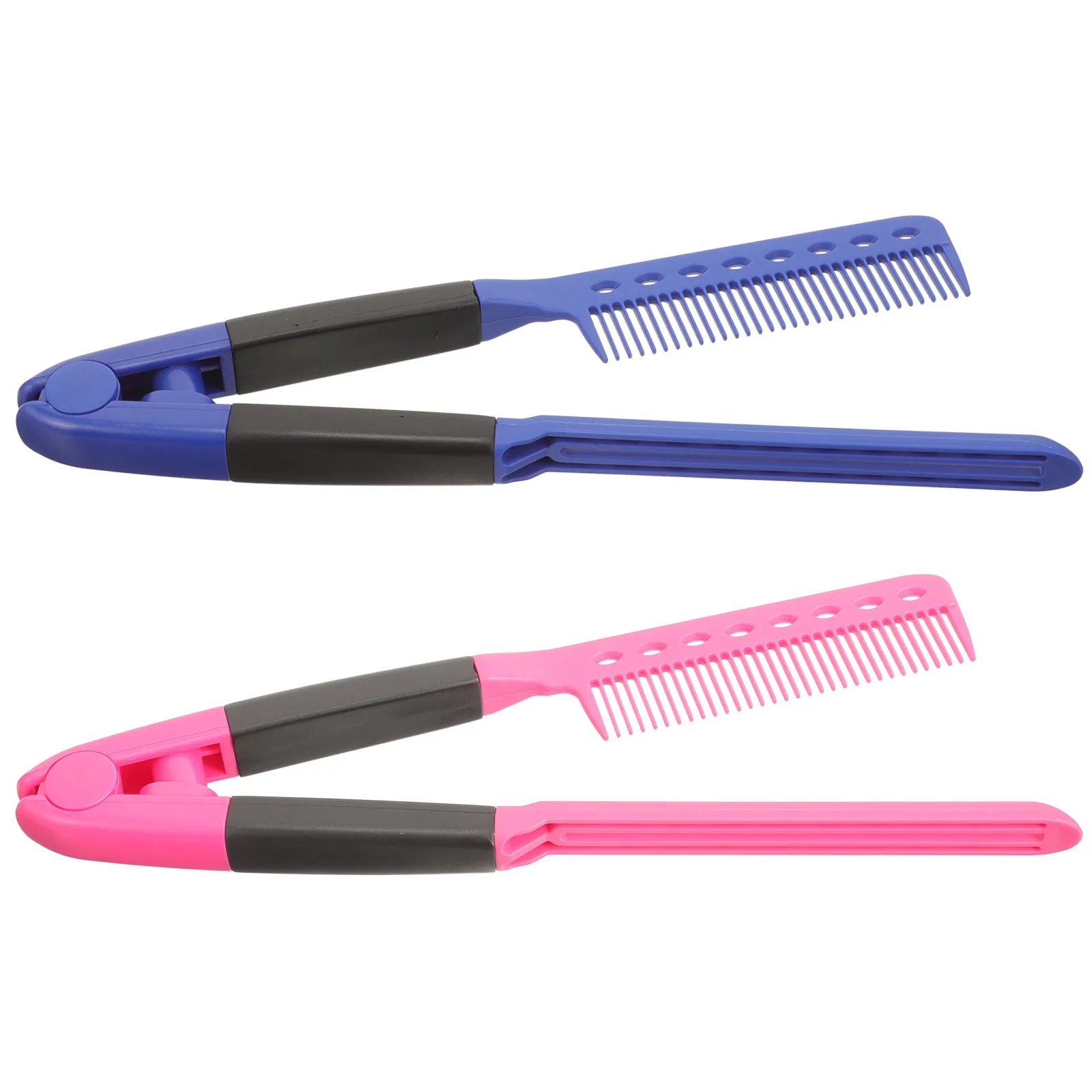 

2Pcs V-Shaped Hair Straightening Comb Portable Styling Tool for All Hair Types Straightening Comb Styling Combs for Women