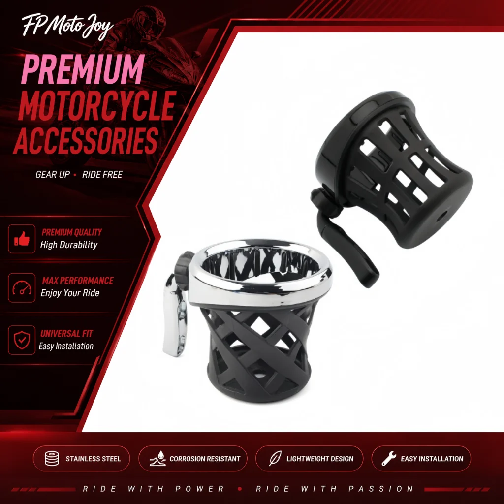 Motorcycle Cup Holder Water Drink Bottle Storage Case, Moto Beverage Holder Rack For Harley Sportster XL Honda GL1800