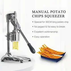 HomeWise Commercial Long 30cm Potato Ships Squeezers Machine French Manual Fries Cutters American Fried Potato Chip