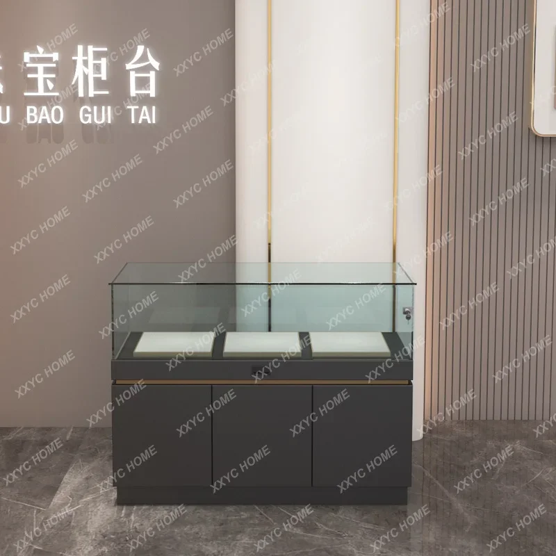 A Jewelry Counter Museum Cultural Relics Showcase Sample Exhibition Showcase Shopping Mall Glass Display Cabinet