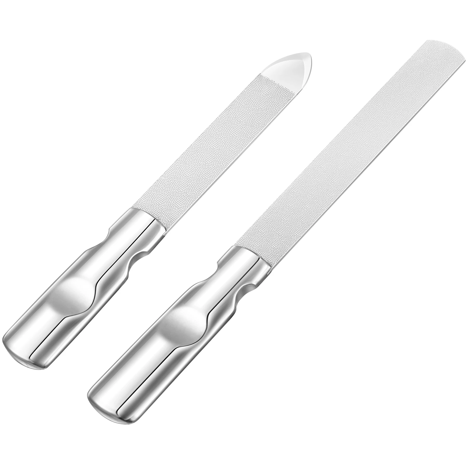 

2pcs Stainless Steel Nail File Metal Manicure Pedicure Tools Fingernail Toenail Buffer Lightweight Portable Double Sided Rough