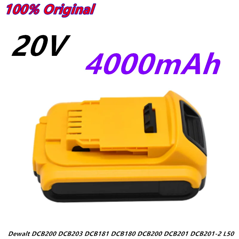 

2022 20V 4000mAh Li-ion Recarregável Bateria Ferramenta Poder para Dewalt DCB200 DCB203 DCB181 DCB180 DCB200 DCB201 DCB201-2 L50