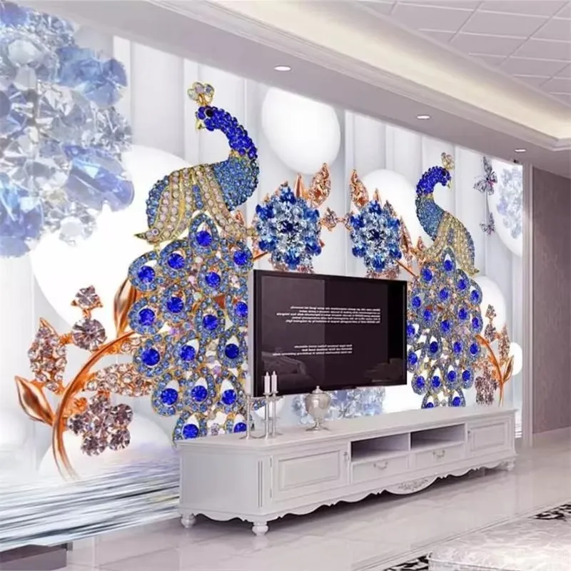 Custom wallpaper 3d mural LOVE swan jewelry TV background wall living room bedroom wallpapers home decor peacock room decoration