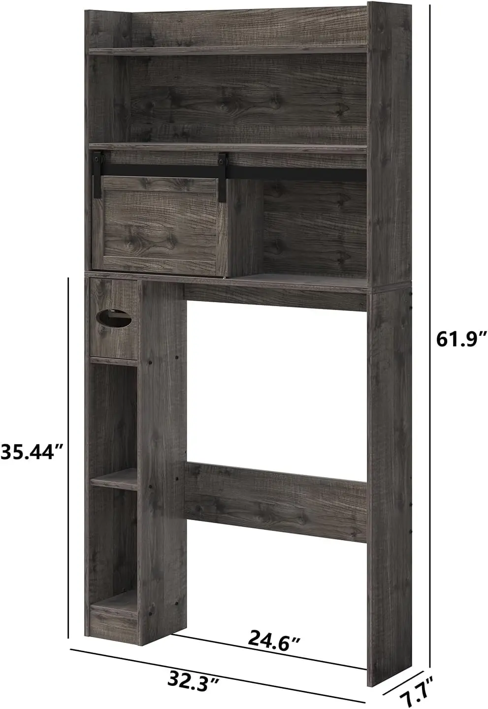 6-Tier Bathroom Shelf Over The Toilet Storage Cabinet,Organizer Rack with Sliding Door for Restroom, Laundry,Grey