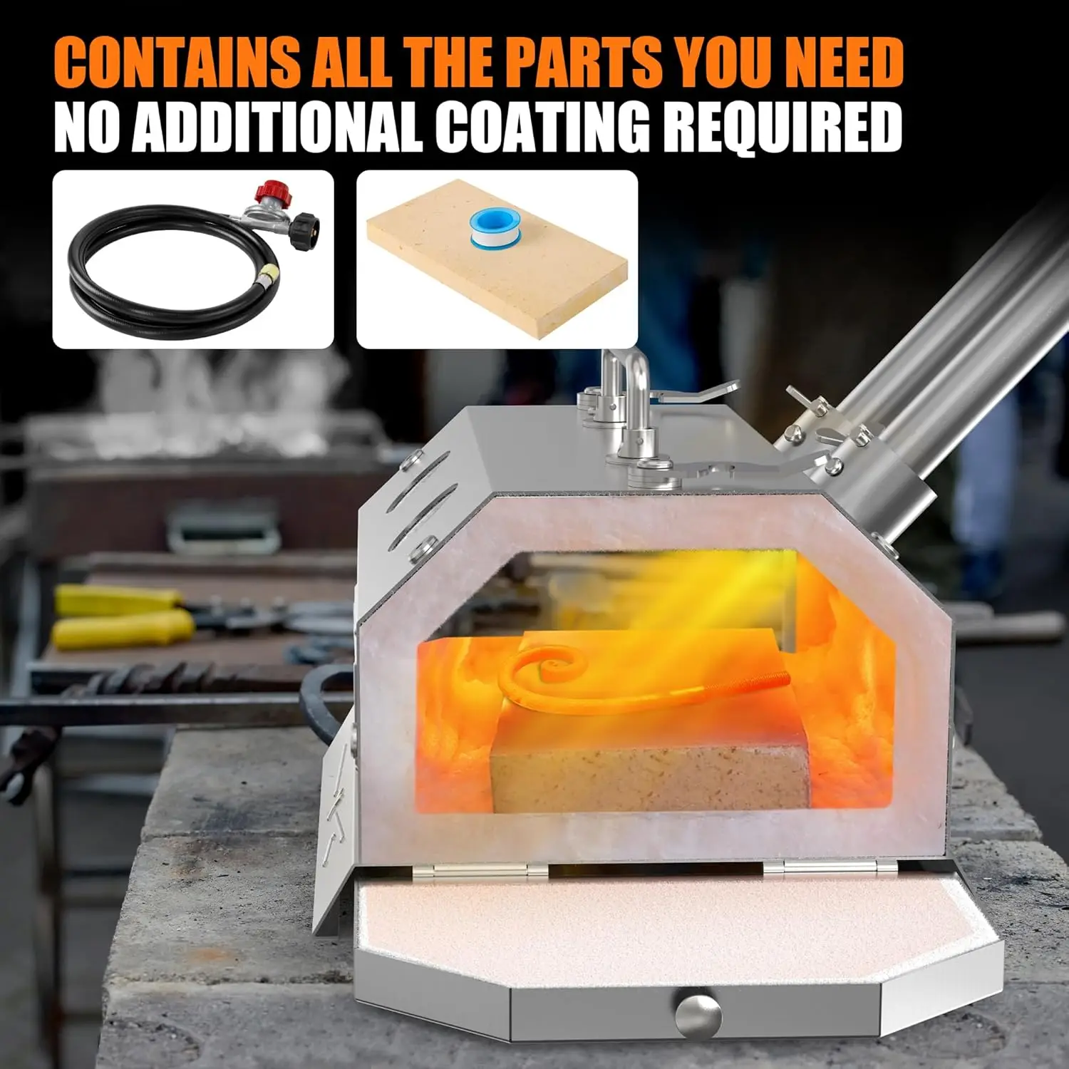 Portable Double Burner Forge Kit with 30PSI Regulator for Knife Making and Blacksmithing