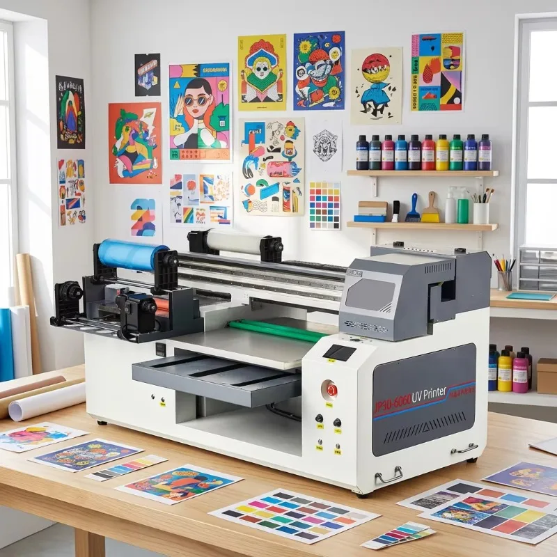 Customized Multifunctional All-in-One UV DTF Printer With Visual Camera Positioning 360 Rotary Automatic Egg Flex XP600 I1600 I3