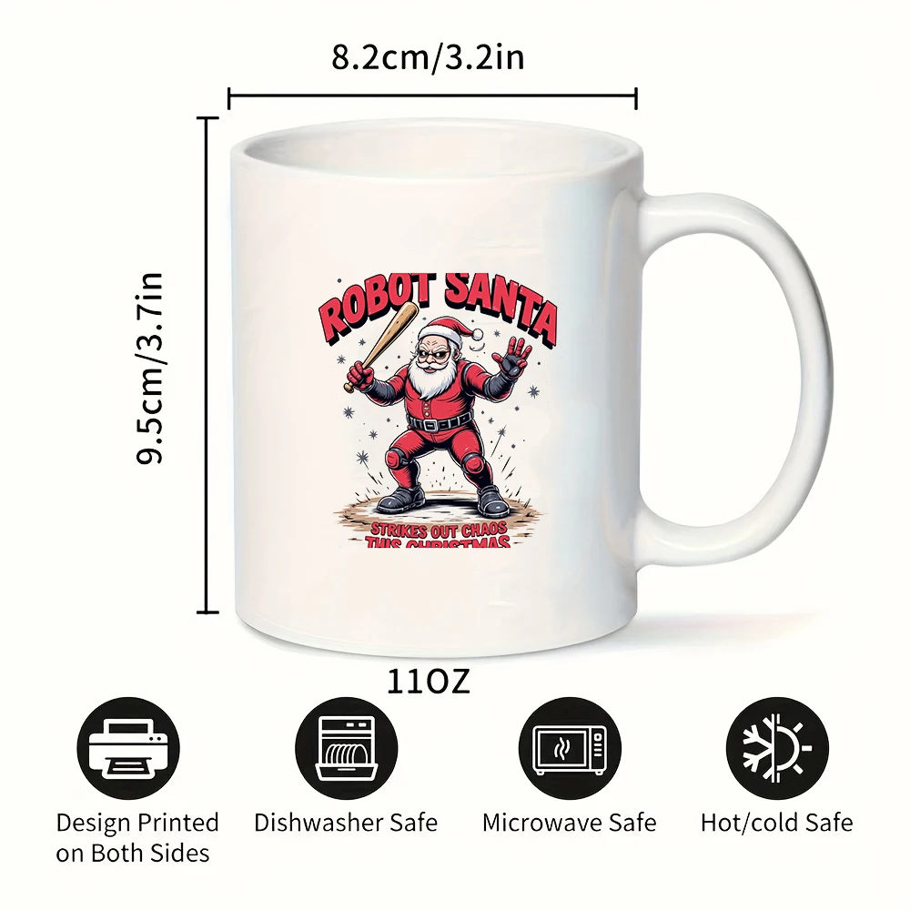 Caneca de Papai Noel Robô 11 onças + Robô Criativo Xícara de Papai Noel Presente de Natal Copo infantil Xícara de café para escritório em casa