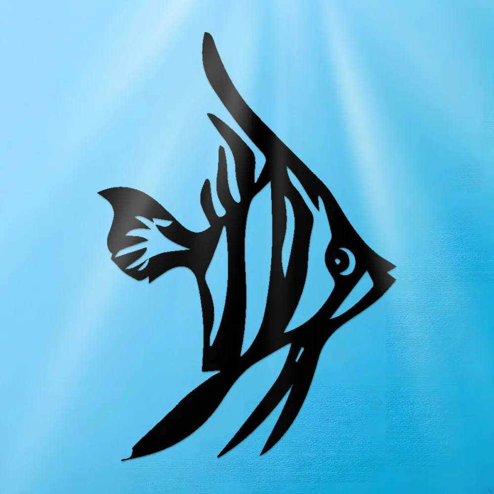 CIFBUY Iron Wall Art Angelfish Metal Decor Modern Minimalist Heavy Duty Laser Cut Hanging Sign For Living Room Bedroom Home