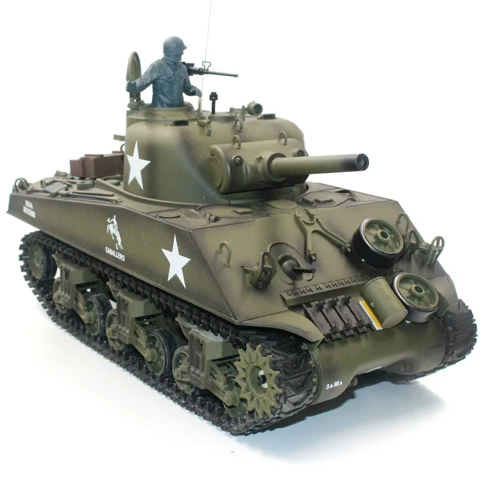 Henglong 3898-1 Metal US M4A3 Main Battle Tank RC Model US Sherman 1:16 Battle Simulation Remote Control Toys Car