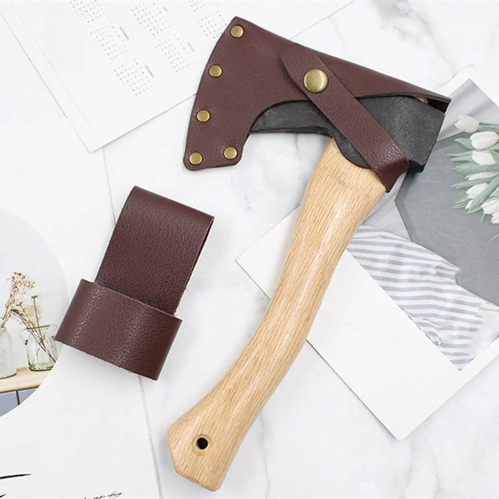 

Axe Sheath Holder PU Leather Axe Protect Cover for Carpentry Camping Hiking