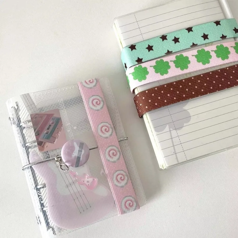 Adjustable Notebook Straps DIY Decoration Loose-leaf Notebook Elastic Strap Cute Star Binder Strap for A7 M5 Planner Notebook image 5