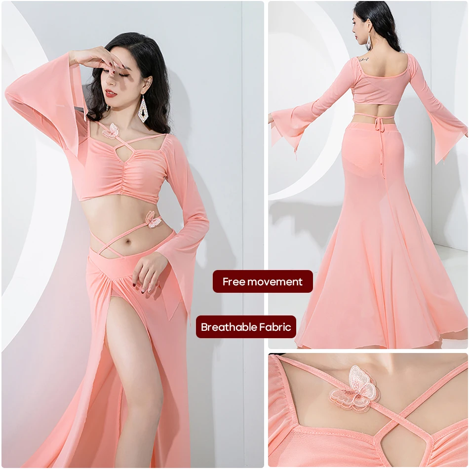 

Belly Dance Performance Costume Set Dance Outfit Top and Skirt Dance Wear For Adult Women Stage Performance Practice Suit Outfit