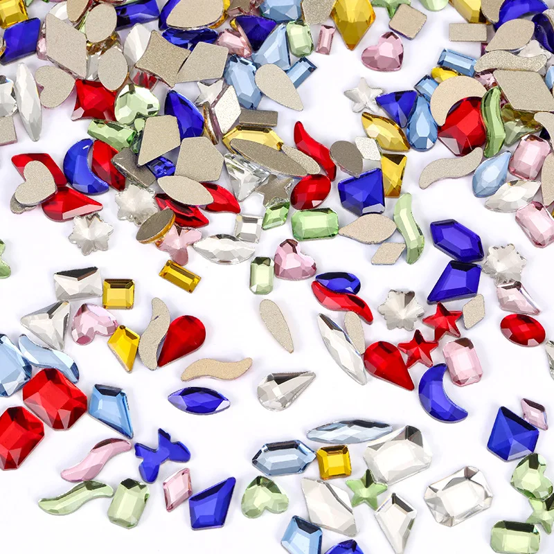 100pcs  Fat Star Colorful Diamond Mixed Decoration Love Square Moon Nail Enhancement Jewelry