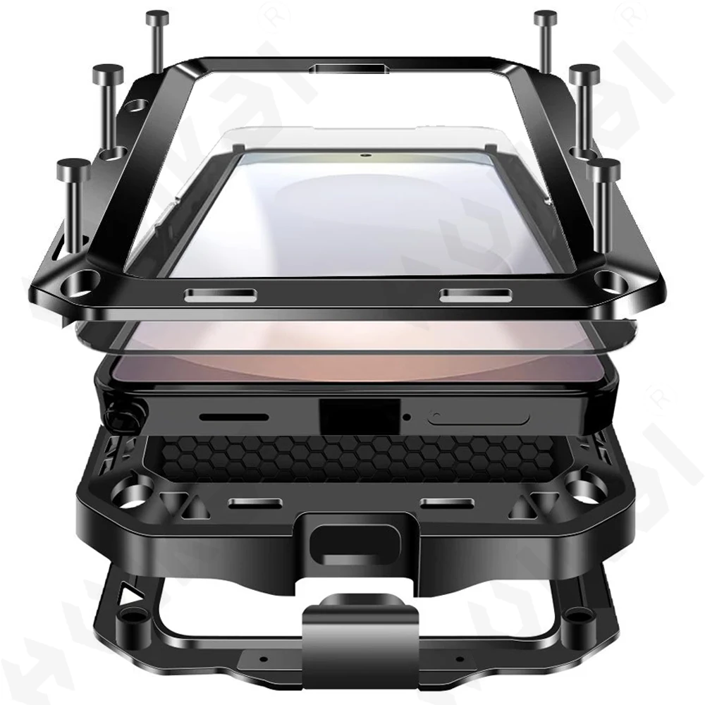 

Чехол для Samsung S26 S25 S24 S23 Ultra Plus, металлический, усиленный, 360-градусная защита, противоударный, защитный бронированный чехол