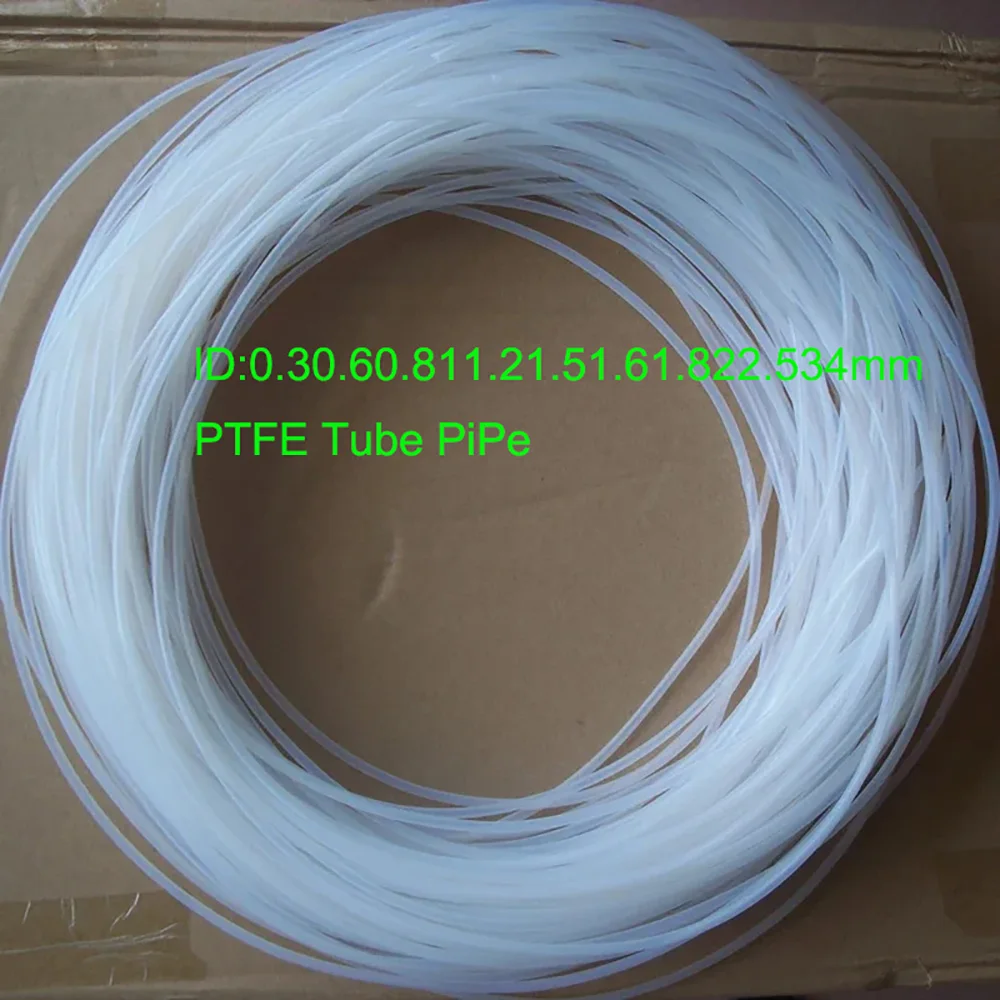Corrosion Resistant Insulated PTFE Tubing 1 To 5M ID 0.3 To 3mm High Temperature Capillary Pipe For 3D Printer Extruder Parts