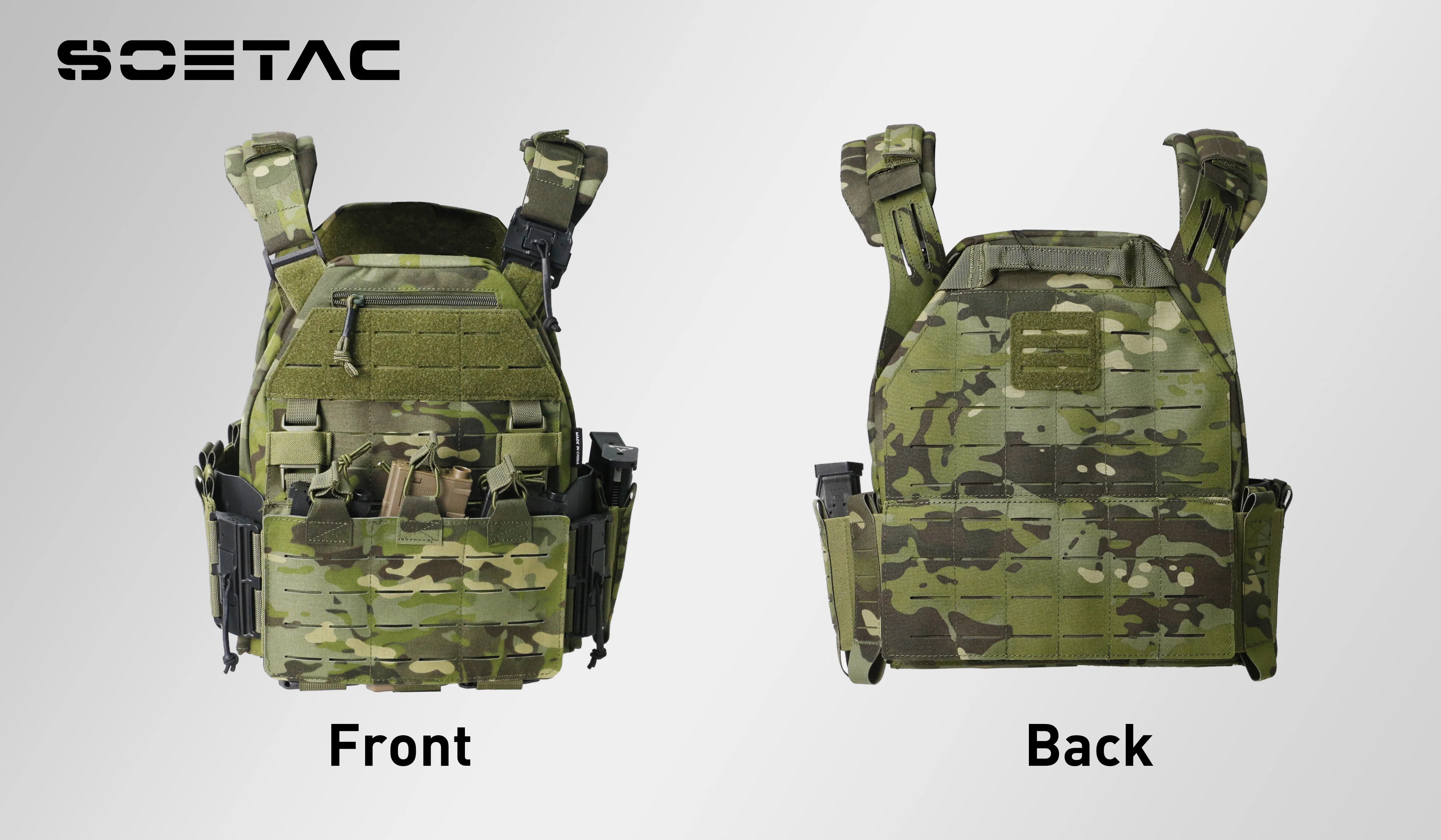 SOETAC Training Molle Tactical Vest With Magnetic Buckles Quick Release Outdoor CS Game Protective Vest Elastic Adjustable Waist