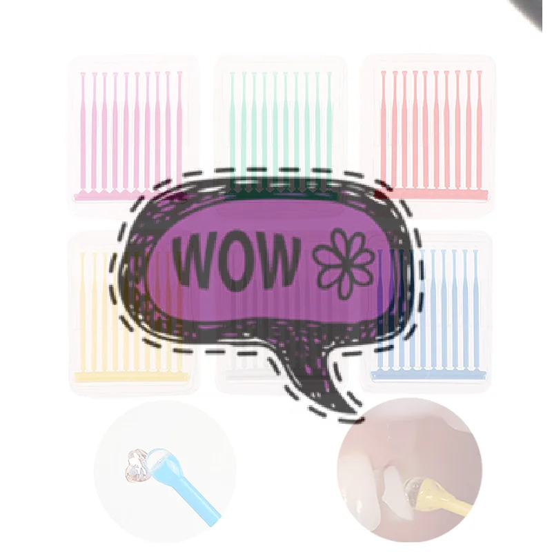 

Набор из 10 одноразовых микроаппликаторов-кисточек с клеевым наконечником для зубных коронок и фарфоровых виниров (для стоматологии)