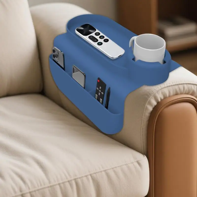 

Silicone Sofa Couch Cup Holder Tray Drink Holder with Side Pockets for Sofa Arm Couch Caddy Armrest Remote Control and Cellphone