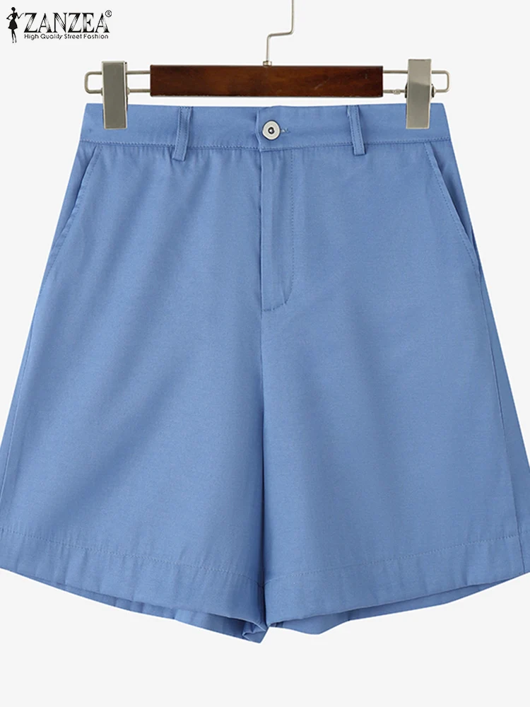 

ZANZEA Women Summer OL Work Shorts Elegant High Waist Baggy Trousers Solid Loose Wide Leg Pantalon Casual Holiday Pants Oversize
