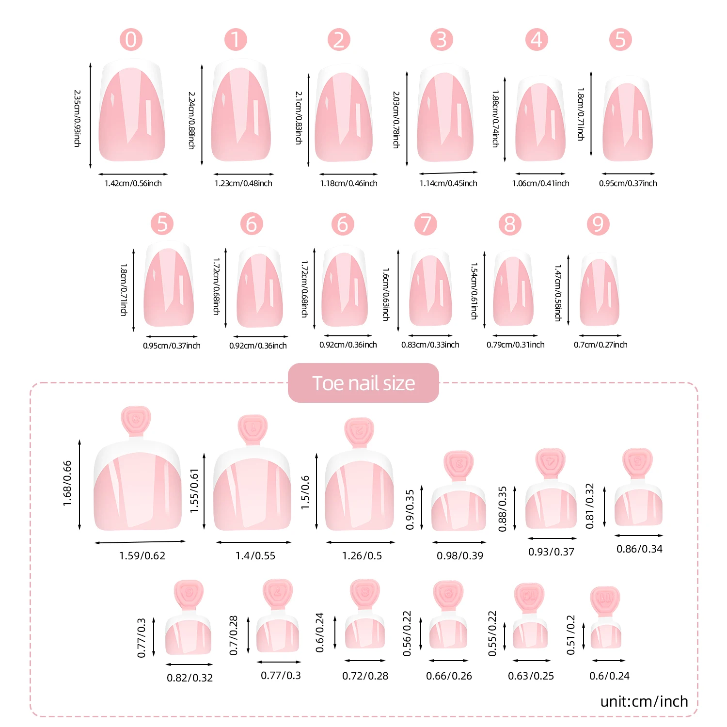 144Pcs White French Nude Pink False Toenail & Fingernails Short Square Hand and Foot Press On Nails Acrylic Full Cover Toe Nails 5