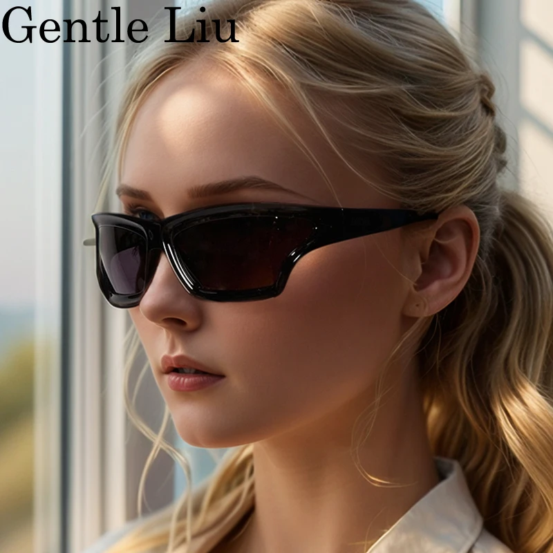 Lunettes de soleil carrées punk pour femmes, lunettes de soleil rondes, protection UV400, lunettes de sport vintage, marque de luxe, Y2K, 2024