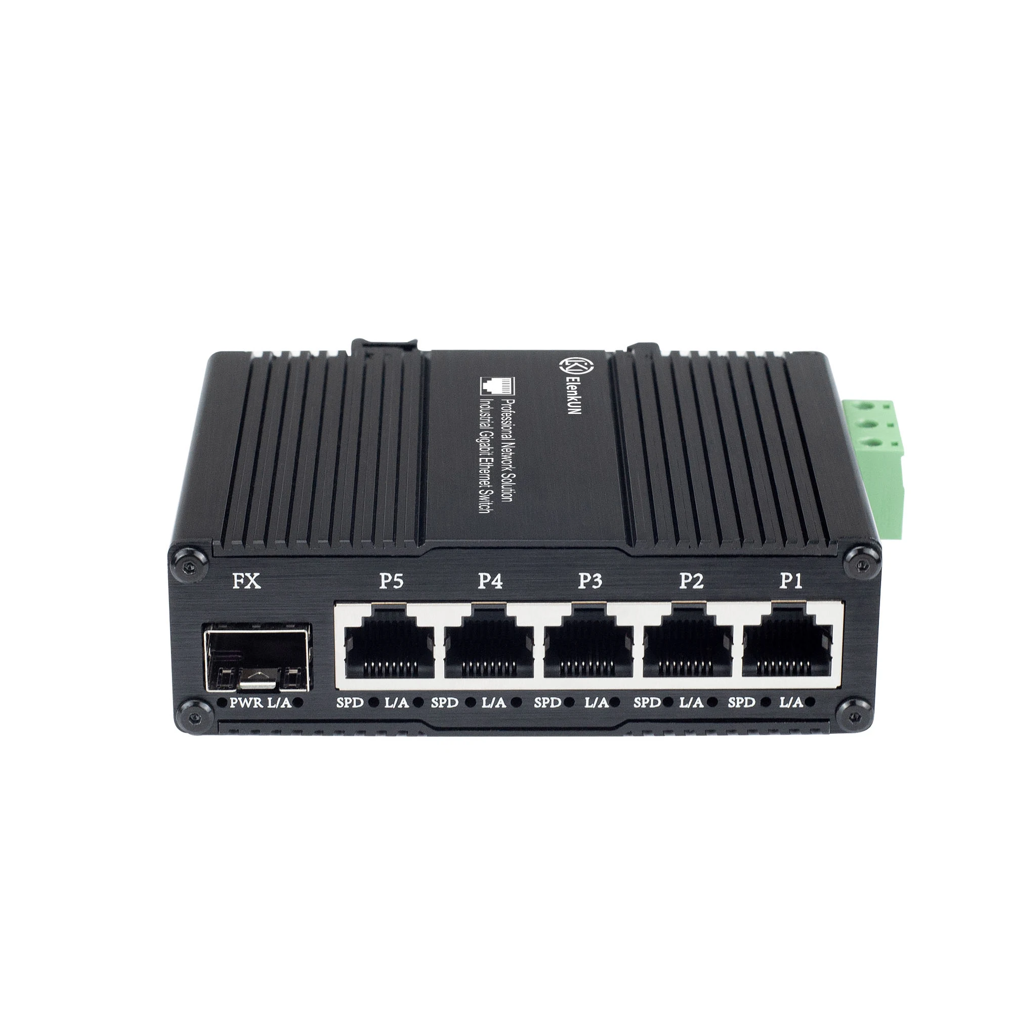 Industrial 5 Ports Gigabit Ethernet Switch with 1 SFP 5-Port 10/100/1000Mbps RJ45 Switch Din Rail Mount 1000M SFP Fiber Switch