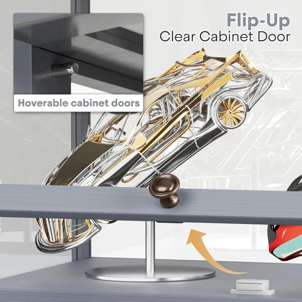 خزانة عرض شفافة مكونة من 5 أرفف مع أبواب قابلة للطي من الأكريليك للمقتنيات والألعاب وتخزين الكتب #5
