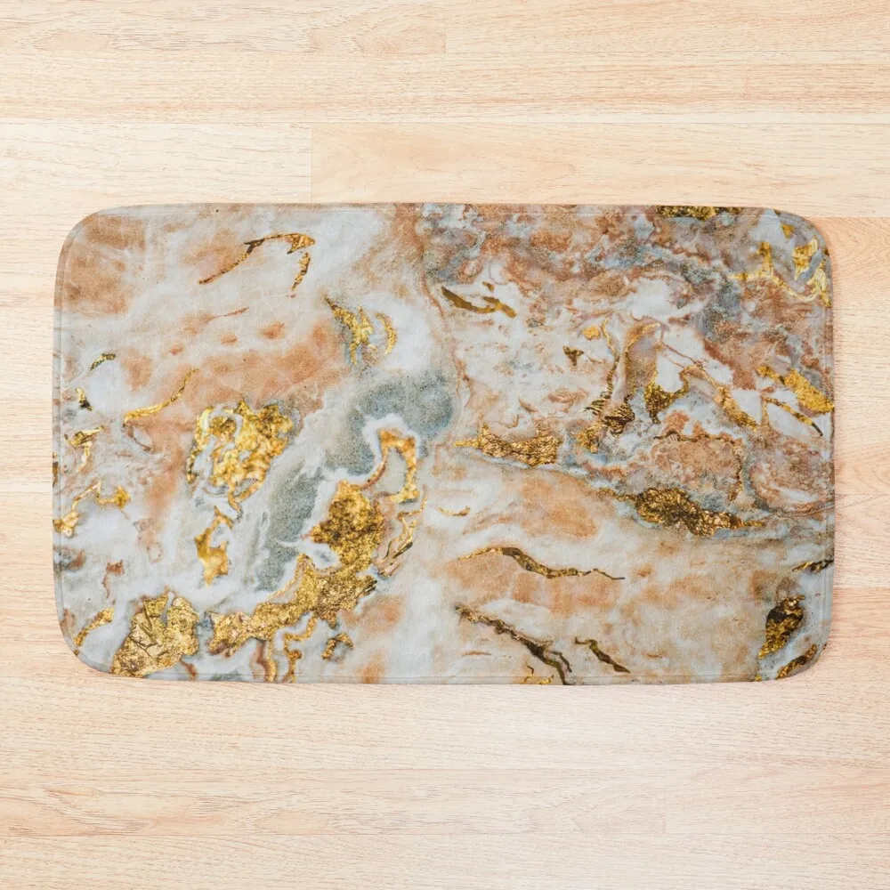 Brown ginger marble with white Bath Mat Sleeping Room Rugs Rugs Living Room Non-Slip Bathroom Mat