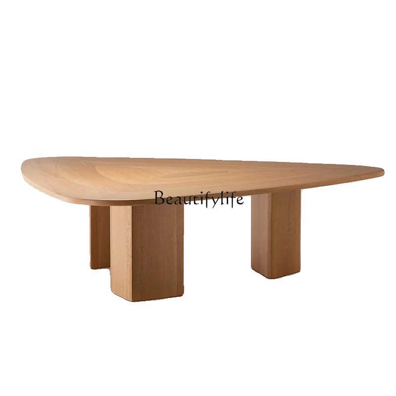 

*Medieval oak solid wood dining table Italian minimalist modern wabi-sabi special-shaped conference table