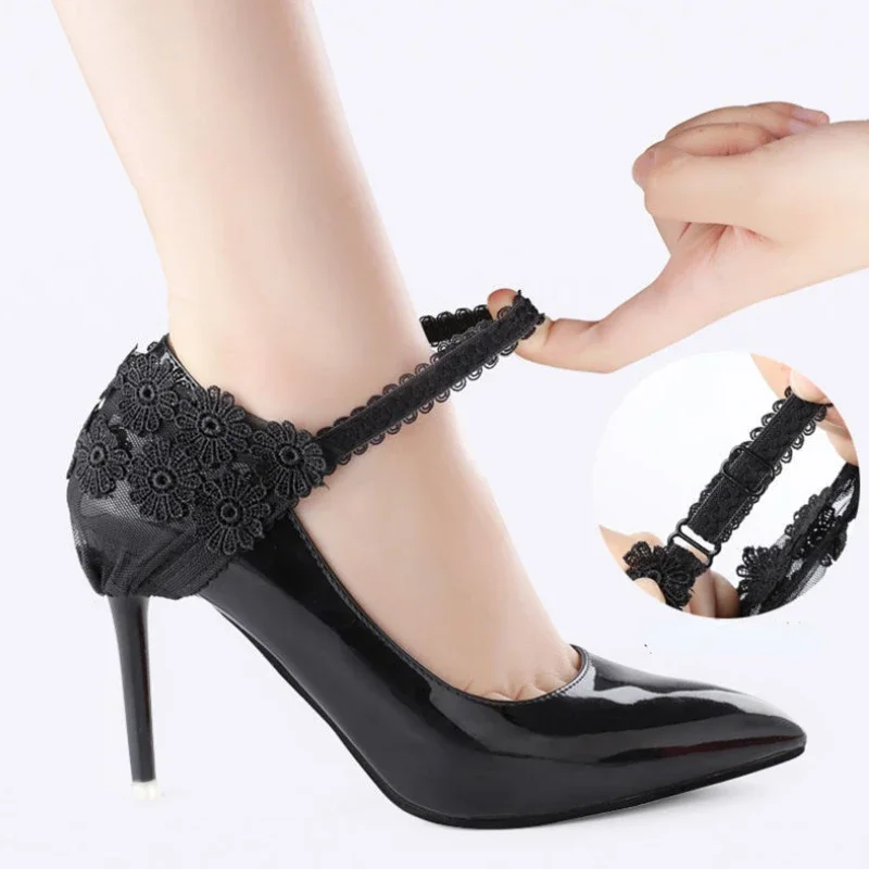 Sexy Lace High Heels Bundle Shoelace for Women Anti-skid Adjustable Flower Heels Cover Fixed Shoes Elasticity High Heel Laces