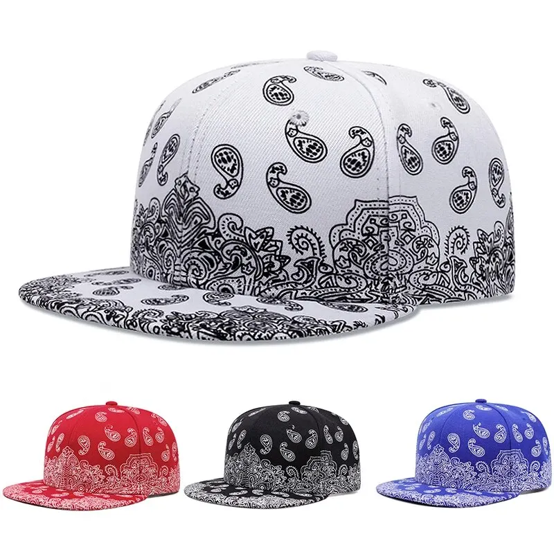 2024 New Fashion West Coast Cashew Flower Printing Snapback Cap Outdoor Sun Men Woman Baseball Hat Adjustable