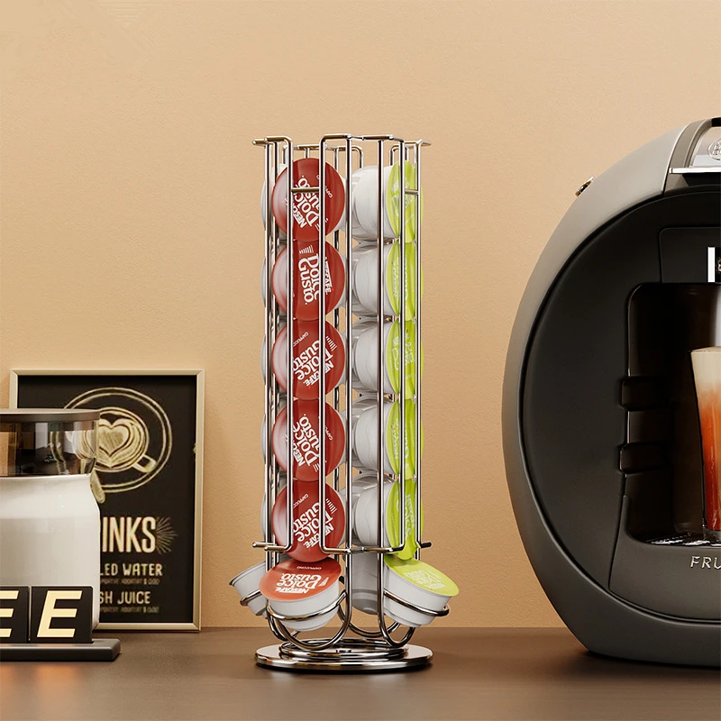 Новый вращающийся держатель для капсул для кофе на 24 чашки для Dolce Gusto, стойка для капсул, башня, полки для хранения