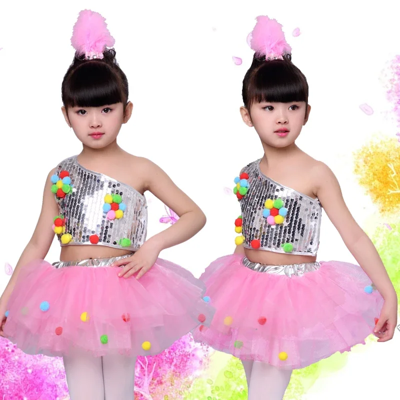 زي أداء رقص الجاز للأطفال ، تنورة منفوخة حديثة ، رقص الباليه ، اللاتينية والجاز ، فتاة وصبي