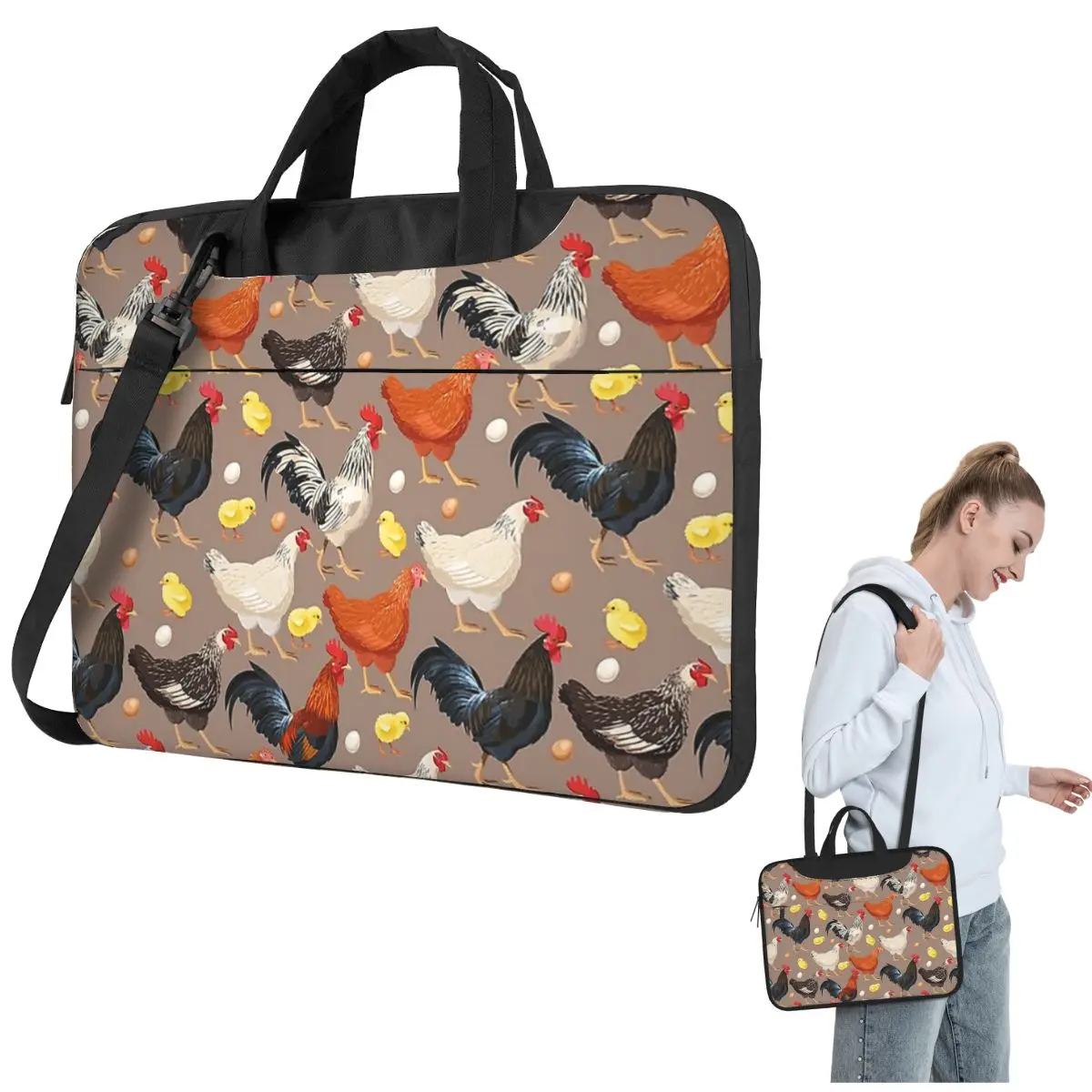 Chicken Colorfull Pattern Crossbody Laptop Bag Case Computer Bag 13 14 15.6 Inch Notebook Pouch for Macbook Pro