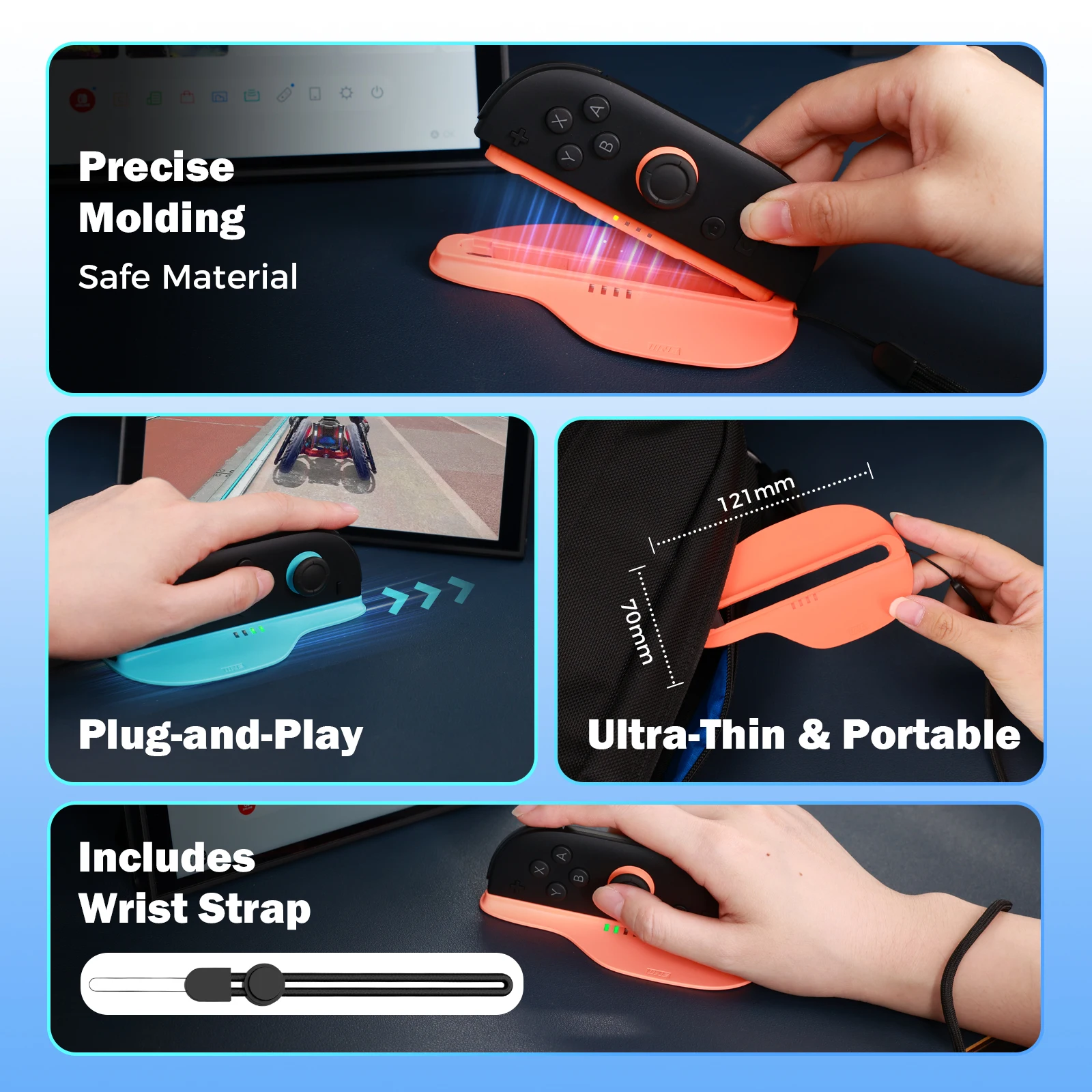 IINE Mouse Stand Grip for NS2/Switch 2, Compact & Portable, Precise Molding, Plug-and-Play, ABS Material, Wrist Strap Included