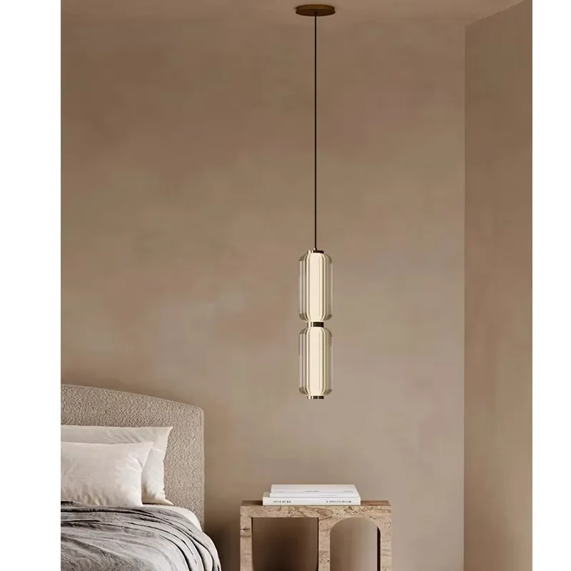 

Aromas Pendant Lamp Minimalist Long Glass Hanging Light American Retro Restaurant Light Modern Parlor Staircase Pendant Light