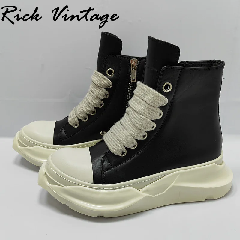 Rick Vintage Original Sneakers Thick Sole Jumbo Shoeslace High Top Women\'s Sports Shoes Real Leather Male Platform Trainer