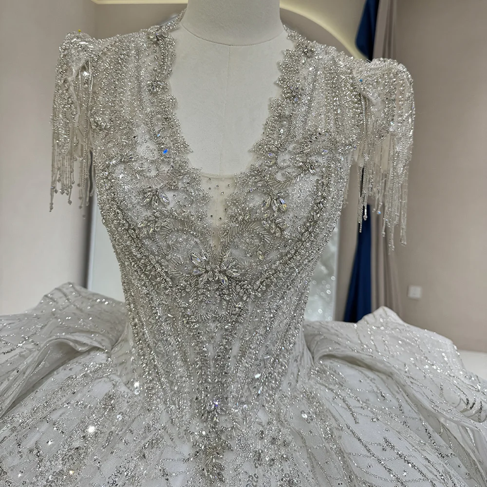 Exquisito vestido de novia de manga corta con perlas, vestidos de novia con lentejuelas, tren real sin espalda personalizado para novia, فستان temperaturkol