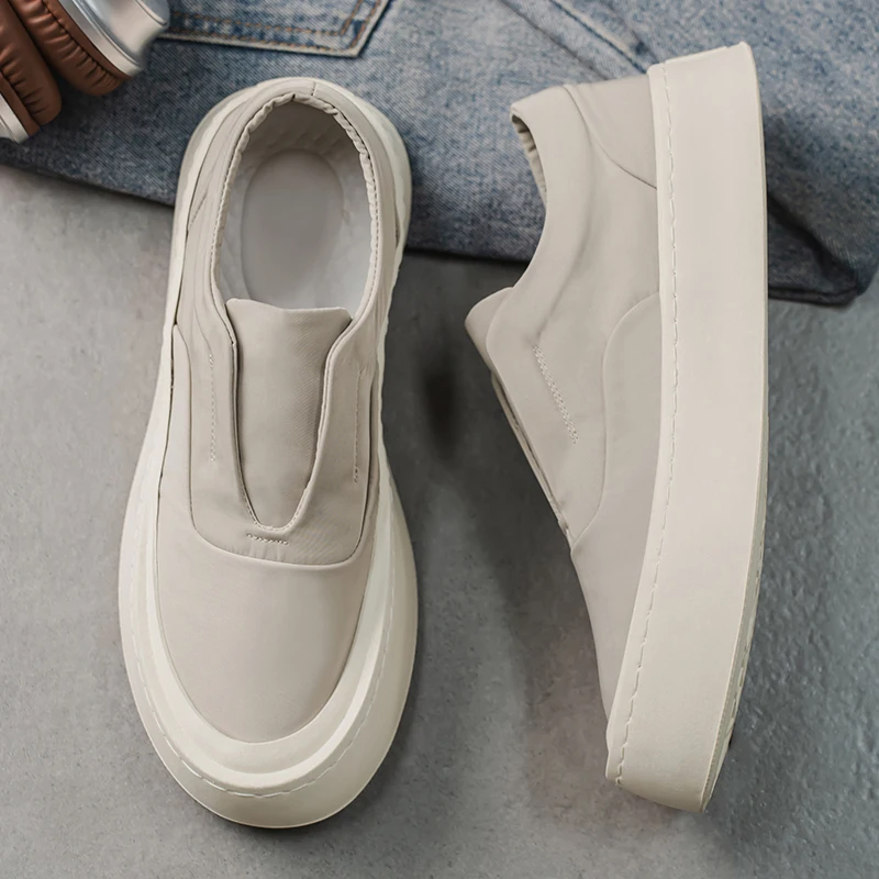 

Мужская повседневная обувь, лоферы из ледяной шелковой ткани, дышащие и удобные модные многофункциональные прогулочные туфли на толстой подошве